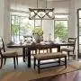 Derksic 4-Light Kitchen Island Lighting Rectangular Wood Farmhouse Chandelier Linear Pendant Light Fixture with Frosted Glass Shade for Dining Room Living Room, 24”