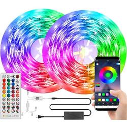 LED Lights for Bedroom 65.6ft/20m Music Sync Led Strip Lights Bluetooth, SMD 5050 LED RGB Bedroom Lights Color Changing for TV/Decorations, 12V Smart Dimmable Gaming Led Tape Lights with Remote