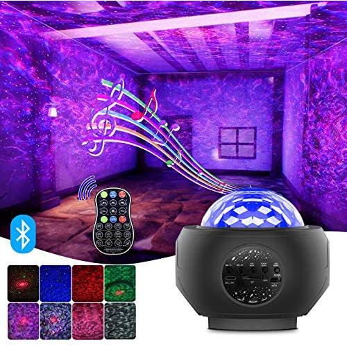 Star Projector Night Light, Galaxy Star Night Light Projector Ocean Wave Projector for Bedroom, Game Rooms, Home Theatre, Night Light Party Decor Gifts Ambiance with Bluetooth Speaker & Remote Control