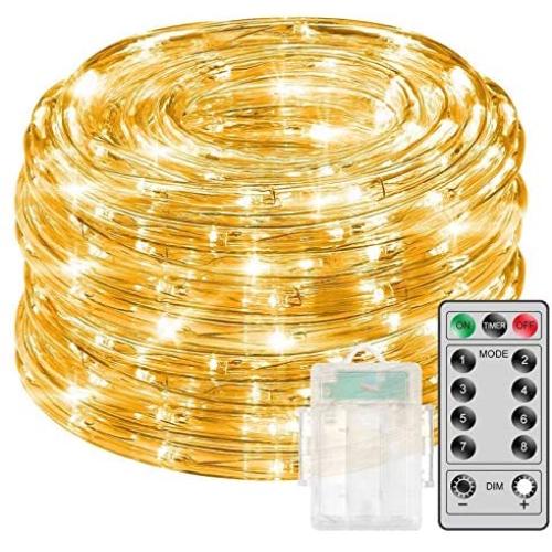 Govee Rope Lights with Remote Control, 33 Ft Led Rope Lights Warmwhite Waterproof 8 Modes Timer Battery Operated Outdoor String Lights for Wedding Party Garden Boat Landscape Lighting Outdoor Decor Govee Rope Lights with Remote Control, 33 Ft Led Rope Lights Warmwhite Waterproof 8 Modes Timer Battery Operated Outdoor String Lights for Wedding Party Garden Boat Landscape Lighting Outdoor Decor