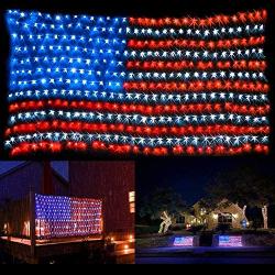 KEYOLA American Flag Lights Outdoor for Yard,Garden, 4th of July Decorations