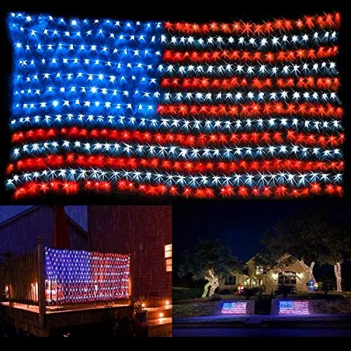 KEYOLA American Flag Lights Outdoor for Yard,Garden, 4th of July Decorations