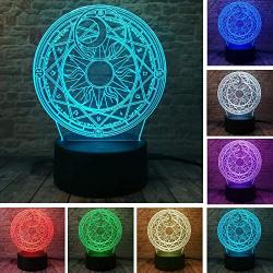 Lamps for Living Room 3D Anime Japanese Cardcaptor Card Captor Sakura Magic Circle Array 7/16 Color Change Night Light Table Lamp Kids Holiday Christmas Toy Kids Night Light SGFG