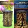 Solar Lantern Outdoor Lights for Decorative Atmosphere Hanging Garden Lantern Cylindrical Table Lamp Night Light Warm Lighting for Courtyard, Party, Walkway,Terrace, Garden, Lawn (2 Pack)