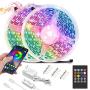 50Ft/15m LED Strip Lights, Color Changing RGB LED Light Strips with Remote, Music Sync Built-in Mic Bluetooth App Controlled 5050 LED Lights for Bedroom, Kitchen,2×25ft