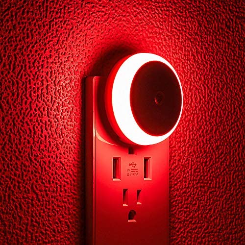 SerieCozy LED Night Light, with Dusk to Dawn Sensor, Diffused Light, Energy Efficient, Red Night Light, Plug in Night Light for Bedroom, Bathroom, Kitchen, Hallway, Stairs, Kids Room, Red, 2 Pack