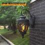 Goalplus Outdoor Wall Lantern for Porch Patio Exterior Light with Wall Mount, Black Outdoor Porch Light Fixture with Amber Seeded Glass, 60W E26 IP44 Waterproof, Hight, 22 1/2'' High, LM0301-DN-L