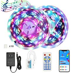 YUNBO Dreamcolor WS2811 Addressable RGB LED Strip Lights, 32.8ft Bluetooth APP and RF Remote Controlled Digital Programmable Rainbow LED Strip Lights Kit for Bedroom Living Room Home Decoration