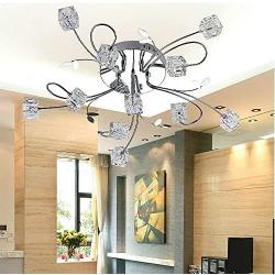 DINGGU Flush Mount Modern Dimmable Ceiling Chandelier Lighting with 11 Lights LED Bulbs and Remote Controller Included
