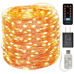 buways 66ft 200LEDs Fairy Lights-USB Plug-in Twinkle String Lights 8 Modes with RF Remote Control Christmas Party Garden Home Decoration(1,Copper Wire-Warm White-66ft)