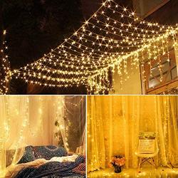 Curtain Lights 300 Led Window Curtain String Light with 8 Modes Remote Control Curtain Fairy Lights USB Powered for Christmas Party Wedding Bedroom Home Garden Window Decor (Warm White)
