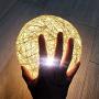 Romantic Night Light Creative INS Wind Starry Table lamp Bedroom Bedside lamp Fantasy Rattan Ball Moon Light (Light Yellow, Button Switch)