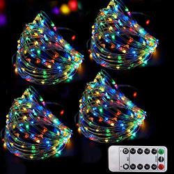 Bright Zeal 4-Pack 200 LED 8 Mode Multi Colored Christmas Fairy Lights Battery Operated With Remote Control Christmas Lights Outdoor Multicolor Waterproof -Twinkle LED Christmas String Lights Colorful