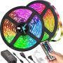 LED Strip Lights, TIK Tok Lights Daufri LED Light Strip Color Changing Kit Waterproof SMD 5050 RGB 32.8 Feet/10M 300 LEDs with 44 Keys IR Remote Controller and 12V Power Supply for Bedroom, Kitchen