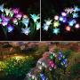 Wohome Outdoor Solar Garden Stake Lights,4 Pack Solar Powered Lights with 16 Lily Flower, Multi-Color Changing LED Solar Landscape Lighting Light for Garden, Patio