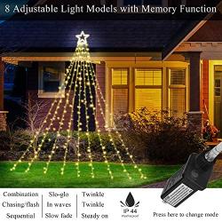 DANLI Christmas String Lights Outdoor, 320 LED Star Lights with Timer [8 Mode/IP44 Waterproof] Fairy Lights, 9x12FT Topper Lights for Xmas New Year Patio Yard