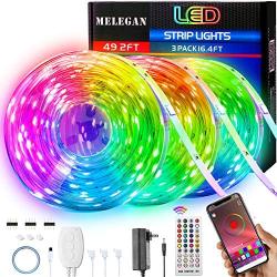 MELEGAN Led Strip Lights 49.2ft RGB Led Lights for Bedroom