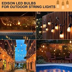 Banord 15 Pack Dimmable 2W S14 Replacement LED Bulbs, 2700K Warm White Waterproof Outdoor String Lights Vintage LED Filament Bulb, Shatterproof E26 Screw Base Edison LED Light Bulbs