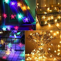 Star Christmas String Lights Plug in 33 Feet 100 Led 8 Modes Color Changing Star Fairy Lights with Remote for Bedroom Outdoor or Indoor Holiday Wedding Decor Warm White and Multicolor