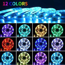 LED Strip Lights 32.8ft RGB 5050 Tape Light 12V Color Changing Rope Light Kit with RF Remote Power Plug-in Dimmable Flexible Non-Waterproof Indoor Lighting for Bedroom Kitchen Party Christmas