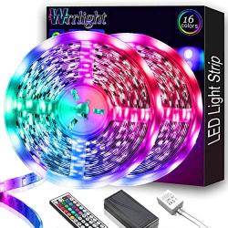 LED Strip Lights 32.8FT/10M 300 LEDs Waterproof RGB Light Strip Kits with Remote for Room, Bedroom, TV, Kitchen, Desk, Color Changing Light Strip Kit SMD5050 with 3M Adhesive, 12V Power Supply…