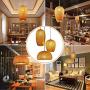 Bamboo Lantern Pendant Lamp, Retro Japanese Style E27 Chandelier Hanging Light Ceiling Lighting Fixture for Living Room Bedroom Restaurant Cafe Teahouse Bar Dining Room Club