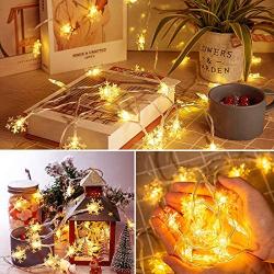 8 Modes Christmas String Lights 10 Feet 30 LED Christmas Snowflake Fairy Lights Battery Operated Waterproof Lights for Home Garden Patio Bedroom Christmas Outdoor Indoor Decorations (Warm White)