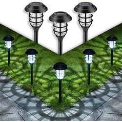 GIGALUMI Solar Pathway Lights Outdoor, 8 Pcs Solar Powered Yard Lights, Waterproof Led Solar Landscape Lights for Yard, Lawn, Patio, Garden, Path, Walkway or Driveway（Cold White）.