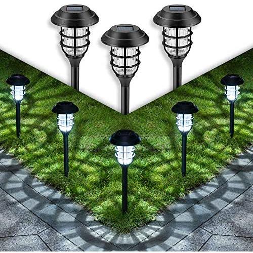 GIGALUMI Solar Pathway Lights Outdoor, 8 Pcs Solar Powered Yard Lights, Waterproof Led Solar Landscape Lights for Yard, Lawn, Patio, Garden, Path, Walkway or Driveway（Cold White）.