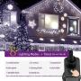 YASENN Icicle Lights 300 Led String Lights 29.5Ft Christmas Lights Connectable 8 Lighting Modes Multifunction with Timer Plug for Christmas Garden Patio Eave Roof Wall Decorations(Cool White)