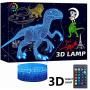 4 Pcs 3D Dinosaur Night Light, DDD LAMP Led Illusion Lamp 16 Color Change Remote Control Lights for Bed Living Room Kids Girls Boys Xmas 1666