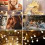 Led String Lights, 59ft 100 Leds Globe String Lights Plug in Waterproof Extendable Fairy Lights with 8 Mode Remote Control Decoration for Indoor Outdoor Wedding Birthday Party, Warm White