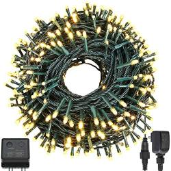 Quwin Waterproof LED Outdoor Christmas String Lights, 115Ft 300 LED UL Certified 8 Modes with End-to-End Plug, Indoor & Outside Fairy Light for Christmas Tree, Patio, Wedding, Party (Warm White)