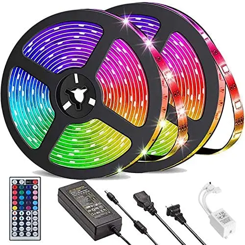 Daufri LED Lights for Bedroom, 32.8ft RGB Dimmable Color Changing Light Strips, Waterproof & Flexible with Remote and 12V Power Supply