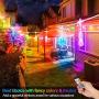 2-Pack 48FT Outdoor RGB String Lights, LED Colorful Dimmable String Lights with 30+5 E26 S14 Edison Bulbs, Commercial Waterproof Patio Café Backyard Garden Remote Hanging Lights, White Cords, 96FT