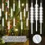 Number-one Meteor Shower Lights, LED Falling Rain Lights 50cm 10 Tube 480 LEDs Falling Raindrop Light, Waterproof Icicle Snow Fall String Lights for Xmas Tree Parties Wedding Garden (White)