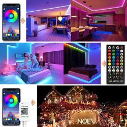 Led Strip Lights for Bedroom, Sync to Music 40ft 12m with 40 Keys IR Remote and 12V Power Supply Flexible Color Changing 5050 RGB 400 LEDs Light Strips Kit for Wedding, Home Party, Bedroom DIY, Party