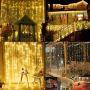 Twinkle String Light Curtain Fairy Mesh Lighting 8 Modes LED Christmas Tree Kids Bedroom Bushes Pouch Patio Outdoor Bushes Carnival Festival Light Decor Housewarming Gift (Warm White, 7X10 FT)