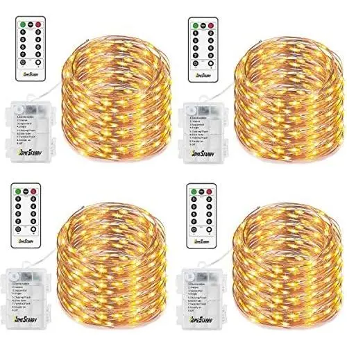 4 Pack Christmas Fairy String Lights, Battery Operated Waterproof 8 Modes Remote 50 Led 16.4ft Indoor Lights Copper Twinkle Lights for Bedroom Wedding Party Dinner Festival Decor (Warm White) 4 Pack Christmas Fairy String Lights, Battery Operated Waterproof 8 Modes Remote 50 Led 16.4ft Indoor Lights Copper Twinkle Lights for Bedroom Wedding Party Dinner Festival Decor (Warm White)