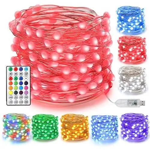 BrizLabs USB Fairy Lights, 33ft 100 LED Upgraded Color Changing Fairy String Lights with Larger Bead, Unique Dual/Triple Colors USB Powered String Light with Remote for Craft Bedroom Christmas Wedding BrizLabs USB Fairy Lights, 33ft 100 LED Upgraded Color Changing Fairy String Lights with Larger Bead, Unique Dual/Triple Colors USB Powered String Light with Remote for Craft Bedroom Christmas Wedding