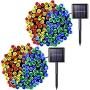 JMEXSUSS 2 Pack Solar String Light 200LED 75.5ft 8 Modes Solar Christmas Lights Waterproof for Gardens, Wedding, Party, Christmas Tree,Halloween,Homes,Xmas,Gifts,Outdoors (200LED-Multicolor-2Pack)