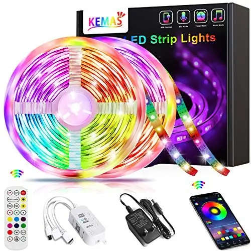 LED Lights for Bedroom 32.8ft/10M,KEMAS Led Strip Lights RGB Music Sync Color Changing APP Bluetooth Control Remote Room Lights Party and Home Decoration
