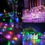 Solar String Lights Multi Color, Ankway 200 LED Solar Fairy Lights 3-Strand Copper Wire Light 8 Modes 72 ft Solar Powered String Lights Waterproof Twinkle Lights for Outdoor Tree House Bedroom Balcony