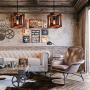 KOSTOMO Wood Chandelier Metal Pendant Light Retro Rustic Loft Antique Lamp Vintage Pipe Sconce Decorative Light Fixtures FarmhouseCeiling Light Luminaire
