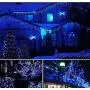 Qunlight Solar Fairy String Lights 72ft 200 LED Outdoor Waterproof USB Solar Powered 2 Modes with Timer Function Decorative Lighting for Patio Law Xmas Garden Homes Party Decore(Blue 2pcs)