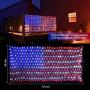 American Flag Lights with 420 Super Bright LEDs,Waterproof Led Flag Net Light of The United States, Hanging Ornaments for Christmas Party Independence Day, Memorial Day, July 4th Decoration