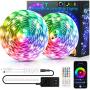 65.6ft LED Strip Lights Bluetooth, Ultra-Long Smart RGB LED Light Strip Music Sync 600 LEDs 5050 SMD Color Changing LED Strip Lights with 40 Keys IR Remote for Bedroom Kitchen Under Cabinet(2x32.8FT)
