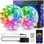 65.6ft LED Strip Lights Bluetooth, Ultra-Long Smart RGB LED Light Strip Music Sync 600 LEDs 5050 SMD Color Changing LED Strip Lights with 40 Keys IR Remote for Bedroom Kitchen Under Cabinet(2x32.8FT)