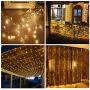 FFNIU Remote Curtain Lights, 8 Modes Twinkle Lights, Window String Lights for Bedroom Wall, Wedding, Patio, Warm White