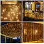 FFNIU Remote Curtain Lights, 8 Modes Twinkle Lights, Window String Lights for Bedroom Wall, Wedding, Patio, Warm White